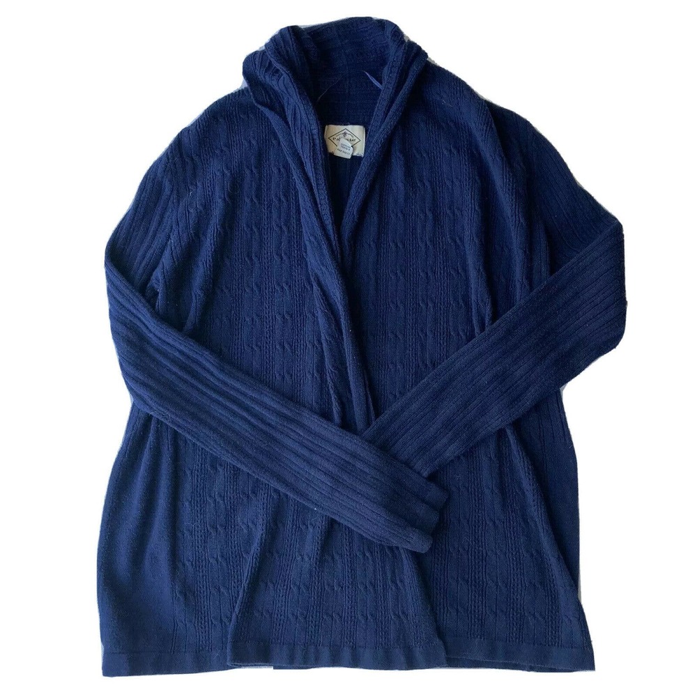 St Johns Bay Cardigan Sweater Womens Sz S Open Front Navy Blue Knit Lightweight.